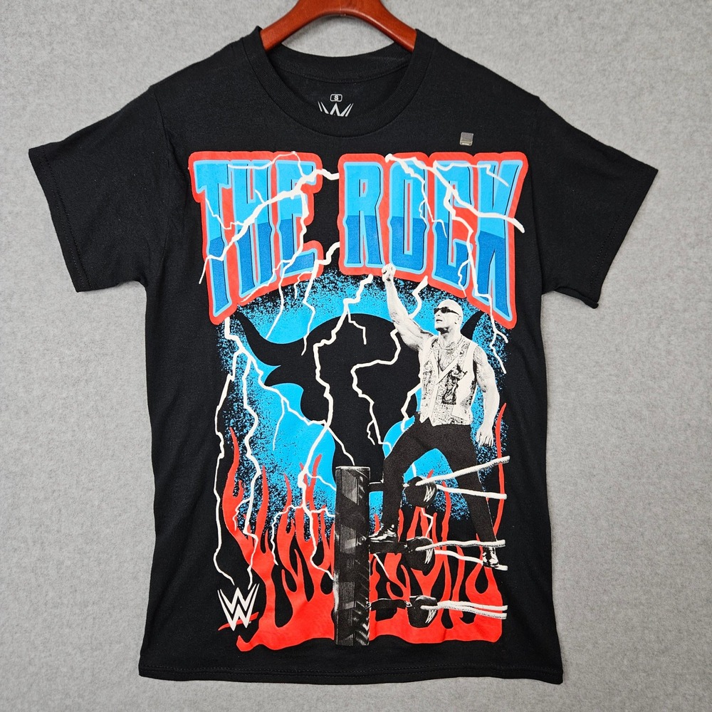 WWE The Rock T Shirt Black‎ Size S Wrestling Superstar Graphic Tee